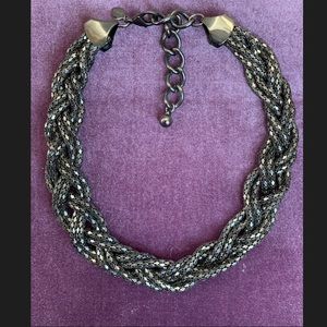 Express Charcoal Metallic Braided Necklace